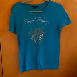 Express “Royal Beauty” distressed fabric royal blue tee. Size M